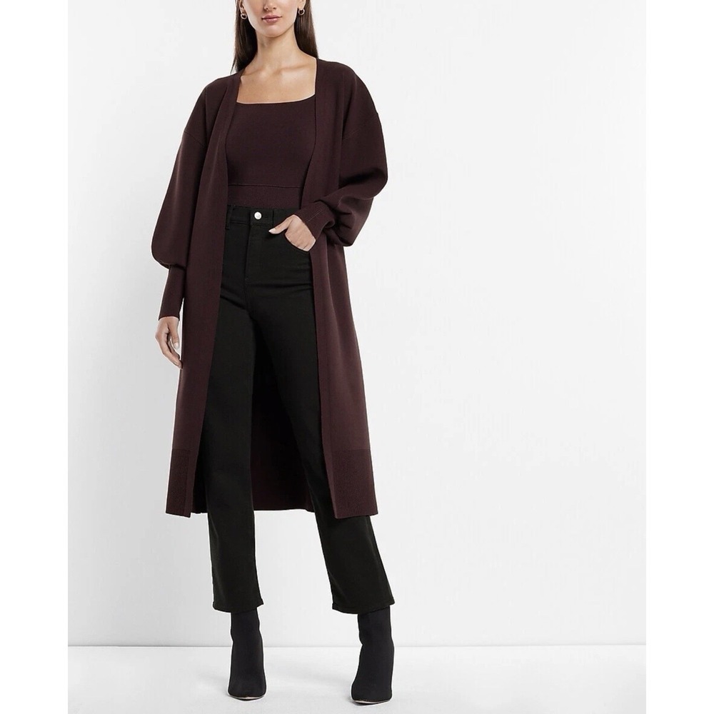 NWT Express Tie Belted Wine Purple Dolman Sleeve Duster Cardigan